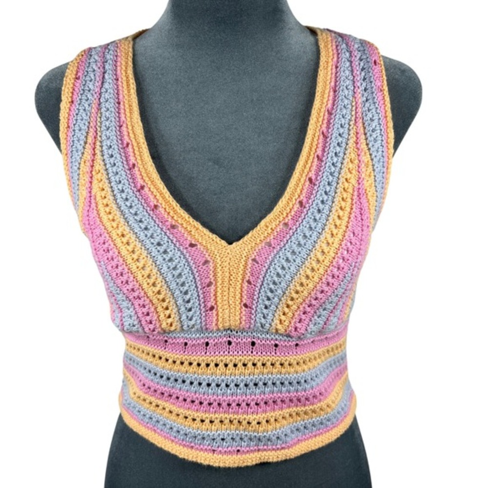 Hollister Crochet Halter Top Small Boho Festival Knit Y2K Fairycore‎ Summer NEW!
